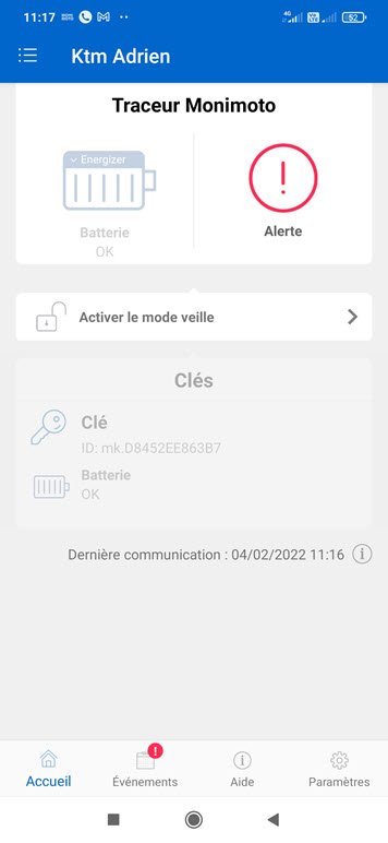 Une alerte est détectée, le Monomoto 7 vous prévient sur son tableau de bord