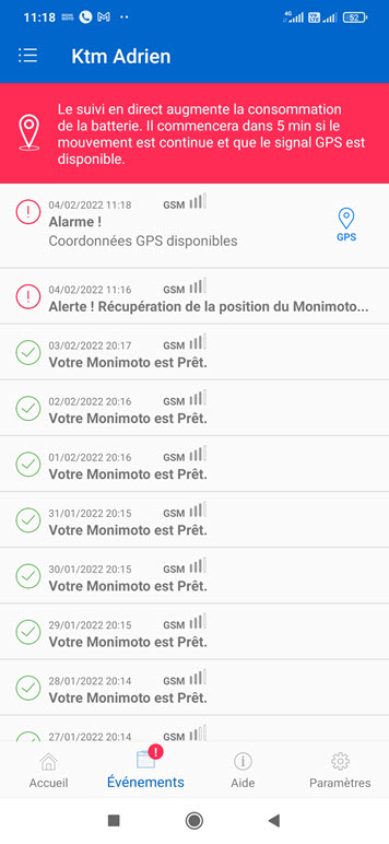 Le Monimoto nous prévient qu'il est en mesure de récupérer les coordonnées GPS de votre moto